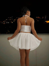 2pcs/Set Women Solid Halter Top And Mini Skirt